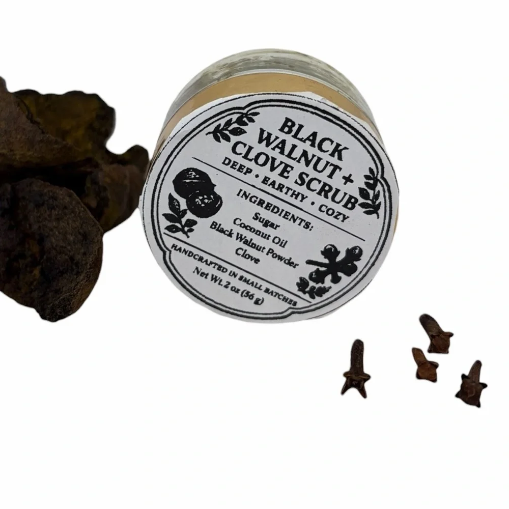 Black Walnut & Clove Sugar Scrub | Deep Exfoliating Body Scrub | Cozy Earthy